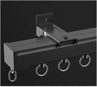 Juego de rieles de cortina de aluminio ajustables, montaje en techo/pared negro con poleas silenciosas, 1-12 m, perfecto para decoración del hogar y tratamientos de ventanas