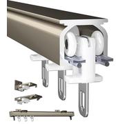 Juego de rieles de cortina de aluminio resistente de 50 a 600 cm, sistema divisor montado en el techo con guías de rodillo suaves para cortinas y cortinas, versátil y fácil instalación, perfecto para
