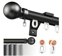 Juego de rieles de cortina individuales resistentes para montaje en pared con remates redondos, fácil instalación para sala de estar y divisor de dormitorio, negro, 2,2 m / 7.2ft