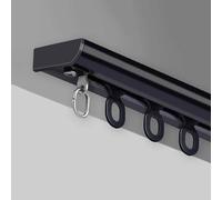 Juego de rieles de techo de aluminio ultrafino, fácil instalación, 3,5 m para sala de estar, dormitorio, baño, aislamiento de privacidad para espacios abiertos (negro)
