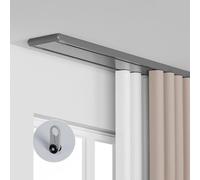 Juego de rieles de techo dobles ajustables, riel silencioso resistente para sala de estar, dormitorio, baño, divisor de habitaciones, diseño oculto, fácil instalación, solución versátil de decoración