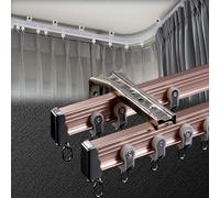 Juego de rieles flexibles de 2 carriles, barra de cortina de aluminio para bahía, plana y curva, rosa D, 3 m, fácil de instalar con accesorios Clete, ideal para decoración del hogar