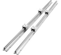 Juego de rieles guía lineales, SBR16, 800 mm, 2 unidades. Incluye 2 rieles guía SBR16 de 800 mm (31.5 pulgadas) y 4 bloques deslizantes SBR16UU. Kit de rieles lineales y rodamientos para máquinas auto