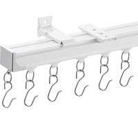 Juego de rieles para cortinas de techo, 17.7 pies/5.4 metros, divisor de ambientes con ganchos, color blanco