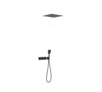 Juego de rociador de ducha con teleducha y grifo termostático con volante acabado negro mate B-SYSTEM TRES
