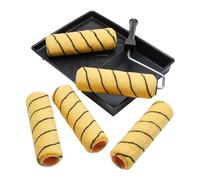 Juego de rodillos de pintura de 7 piezas ProDec de 9 pulgadas x 1,5" - 5 rodillos tejidos de pelo medio, marco de jaula y bandeja para pintar con pinturas de emulsión y mampostería en paredes