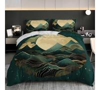 Juego de Ropa de Cama 220x220 cm, Verde Suave, Lisa y Cómoda | Funda Nórdica 3 Piezas en Microfibra Textura Abstracta de MontañA Transpirable, Duradera y con Cremallera