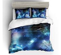 Juego De Ropa De Cama Cielo Estrellado Cósmico Impreso Niños Boy Girl Edredón Conjunto De Funda Funda De Almohada Super Suave Funda De Almohada Cierre ((150x200cm)-Cama de 90,Cielo Estrellado)