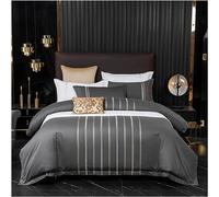 Juego de ropa de cama con diseño vertical, incluye: funda de edredón bordada, 4 piezas, algodón suave y transpirable, tamaño doble/queen/king. Juego de ropa de cama blanca con funda de edredón, sábana