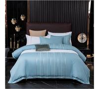 Juego de ropa de cama con diseño vertical, incluye: funda de edredón bordada, 4 piezas, algodón suave y transpirable, tamaño doble/queen/king. Juego de ropa de cama blanca con funda de edredón, sábana