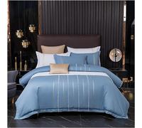 Juego de ropa de cama con diseño vertical, incluye: funda de edredón bordada, 4 piezas, algodón suave y transpirable, tamaño doble/queen/king. Juego de ropa de cama blanca con funda de edredón, sábana