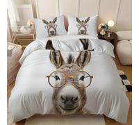 Juego de Ropa de Cama con Patrón Burro Tamaño 200x200cm | Set Animales De Granja Divertidos de Funda de Edredón de Poliéster, Máquina Lavable, Ideal para Todas Las Estaciones