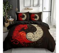 Juego de ropa de cama de 220 x 240 cm, diseño retro de remolinos de microfibra suave, juego de 3 piezas, 1 funda nórdica y 2 fundas de almohada de 80 x 80 cm, estampado 3D, color negro