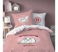 Juego de ropa de cama de Harry Potter de 135 x 200 + 80 x 80 cm, diseño de búho Hedwig, 100 % algodón, reversible, juego de ropa de cama para niña, con cremallera, idea de regalo
