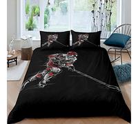 Juego de Ropa de Cama de hockesobre Hielo,de Deportes de Hielo niños,niñas,Jugadores,Juego de Ropa de Cama,Funda de edredón,Color Negro