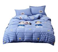 Juego de ropa de cama infantil, Animal Patrón, funda de edredón + fundas de almohada, 100% algodón (Azul/oso, 3 Pièces Cama 150/160-240 x 220 cm)