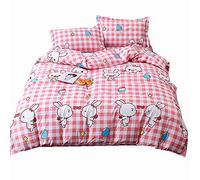 Juego de ropa de cama infantil, Animal Patrón, funda de edredón + fundas de almohada, 100% algodón (Rosa/conejo, 2 Pièces Cama 100/105-180 x 220 cm)