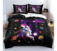 Juego De Ropa De Cama Infantil con Diseño De Universo Cielo Estrellado Y Cohete Incluye Funda Nórdica Confortable para Verano Fresca E Invierno Cálida (Anime 03,150x200cm-Cama 90)