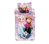 Juego de ropa de cama infantil Disney Frozen de la Reina de Hielo Anna Elsa, funda de edredón y funda de almohada, 135/140 x 200 cm, color lila