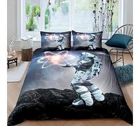 Juego de Ropa de Cama niños de Astronauta niñas,niños,Galaxia,cosmonauta,Espacio Exterior,Cubierta de edredón de Aventura,de habitación,Colcha de Cielo Estrellado,Individual,2 Unidades