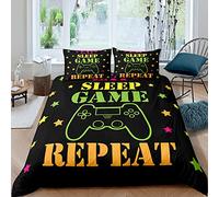 Juego de Ropa de Cama para Niños Jóvenes Microfibra Controlador de Juegos Multicolor Gamer Graffiti Gamepad Niños Adultos Funda Nórdica y Funda de Almohada (Color1,220x240 cm,Cama 135/150 cm)