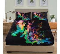 Juego de Ropa de Cama para Niños y Adolescentes 200x200 cm Universo VóRtice ArcoíRis Fluido Sábana Bajera Bolsillo Profundo 30 cm Vistoso Matrimonial Respirable Antiarrugas Funda de Colchón Sábana