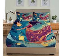 Juego de Ropa de Cama para Niños y Adolescentes 90x190 cm India Mujer Llama RemolinoMicrofibra Sábana Bajera Bolsillo Profundo 30 cm Verde Individual Respirable Antiarrugas Funda de Colchón Sábana