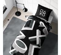 Juego de ropa de cama Playstation 135x200 - Idea de regalo para adolescentes amantes de los videojuegos, 1x funda de almohada 80x80 + funda de edredón 135x200, con cremallera - Motivo reversible