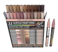 Juego de rotuladores acrílicos de color Pro Color Series, 22 tonos de piel, punta extra fina de 0,7 mm, para pintura de piedra, vidrio, madera, metal, lienzo, no tóxico, a base de agua, secado rápido