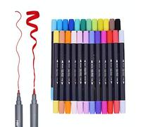 Juego de rotuladores al agua de doble punta duraderos marca Sayeec de 24 colores, con punta pincel suave flexible y punta fina, Ideales para libros para colorear para adultos