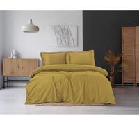 Juego de sábanas, 220 x 240 cm, 100% satén de algodón, color mostaza, incluye 2 fundas de almohada de 60 x 60 cm