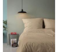 Juego de sábanas, 220 x 240 cm, 2 fundas de almohada de 60 x 60 cm, 100% algodón reforzado, color beige, 155 hilos