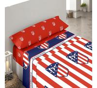 Juego de sábanas 3 piezas Atlético de Madrid Cama 135 cm. (sábana 210x270 cm.-Bajera 135x200+28 cm. y almohada 45x155 cm.)
