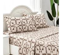 Juego de Sabanas 4 Piezas - Bajera para Cama 180x190cm, Encimera de 250x260cm y Dos Fundas de Almohada de 50x75 cm, 100% Poliéster(Geométrico, Cama 180)