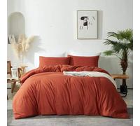 Juego de sábanas de microfibra estilo terracota Unyqoos® de 155 x 220 cm + 80 x 80 cm – color liso, cierre invisible con cremallera, bandas en las esquinas, antiarrugas, transpirable