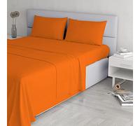 Juego de sábanas Elegant, Fabricado en Italia, Juego de Cama, sábana Bajera con Esquinas, Toalla Superior de 240 x 270 cm y Fundas de Almohada con Solapa Interior, Naranja, matrimonial