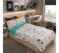 Juego de Sábanas Infantil Cama 105, 3 Piezas con Bajera Ajustable, Encimera y Funda de Almohada, Percal 52% Poliéster 48% Algodón, Ropa de Cama Niño Niña (Cars, para Cama de 105x190/200)