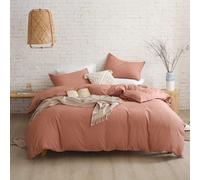 Juego de sábanas rosas Unyqoos® para cama individual de 140x200 cm, con funda de cojín de 65x65 cm, 100% microfibra cepillada, con cremallera y lazadas en las esquinas