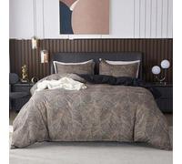Juego de sábanas Unyqoos® – 1 funda de edredón de 200 x 200 cm + 2 fundas de almohada de 80 x 80 cm, 100% microfibra premium, color marrón oscuro, cierre con cremallera, con cintas en las esquinas