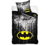 Juego de sábanas Unyqoos® DC Comics Batman, 140 x 200 cm, 100% algodón, 2 piezas – Funda de almohada 65 x 65 cm, /amarillo, para jóvenes