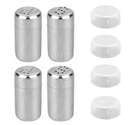 Juego de Salero y Pimentero, 4 Piezas, Salero de cocina con tapa y orificios de salida de gran tamaño, Set básico de utensilios de cocina elegantes, Espolvoreador de Especias, para sal gorda, cacao