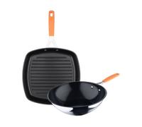 San Ignacio Compact - Juego de Sartén Asador 28x28cm + Wok Ø28cm en aluminio forjado para inducción COMPACT
