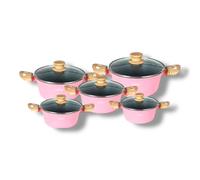 Juego de Sartenes Chefffinger - 10 Piezas - Negras - Inducción - Con Tapas de Vidrio - OLLA - OLLAS