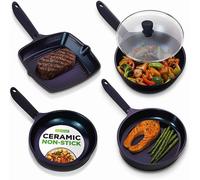 Juego de sartenes de 5 piezas: sartén para parrilla, wok, sartén de 28 cm, sartén oval para pescado, tapa de vidrio. Antiadherente, apto para inducción, diseño duradero, libre de BPA, ideal para una c