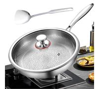 Juego de sartenes de titanio para freír, saltear y tortillas | Cacerola antiadherente con tapa y espátula, utensilios de cocina para tortilla y tortilla de huevo para camping