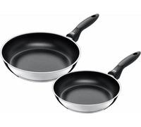 Juego de sartenes Domus para inducción, de 2 piezas, sartén alta de 24 y 28 cm, apta para inducción, acero inoxidable con revestimiento, mango de plástico, ideal para cocinar a fuego lento, apta para 