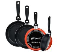 Juego de Sartenes Expert Valencia: Juego de 4 Sartenes de Ø18Ø20Ø24Ø28cm en Acero al carbono color Naranja antiadherente y resistente EXPERT VALENCIA San Ignacio