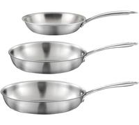 Juego de sartenes gourmet, acero inoxidable, 20/24/28 cm, 3 piezas