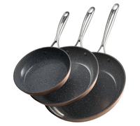 Juego de sartenes VEVOR (3 unidades: 20 / 27 / 30 cm), sartenes de alto rendimiento de aluminio (con revestimiento antiadherente), aptas para cocinar en gas, electricidad e inducción, color gris