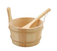 Juego de sauna Bucket and Ladle Set, 4L Wooden Leakproof Sauna Accessories, Bath Tools for Steam Room, Shower, Garden, Hotel, Outdoor Backyard, Apartment, House, Home Spa, Bathing Needed